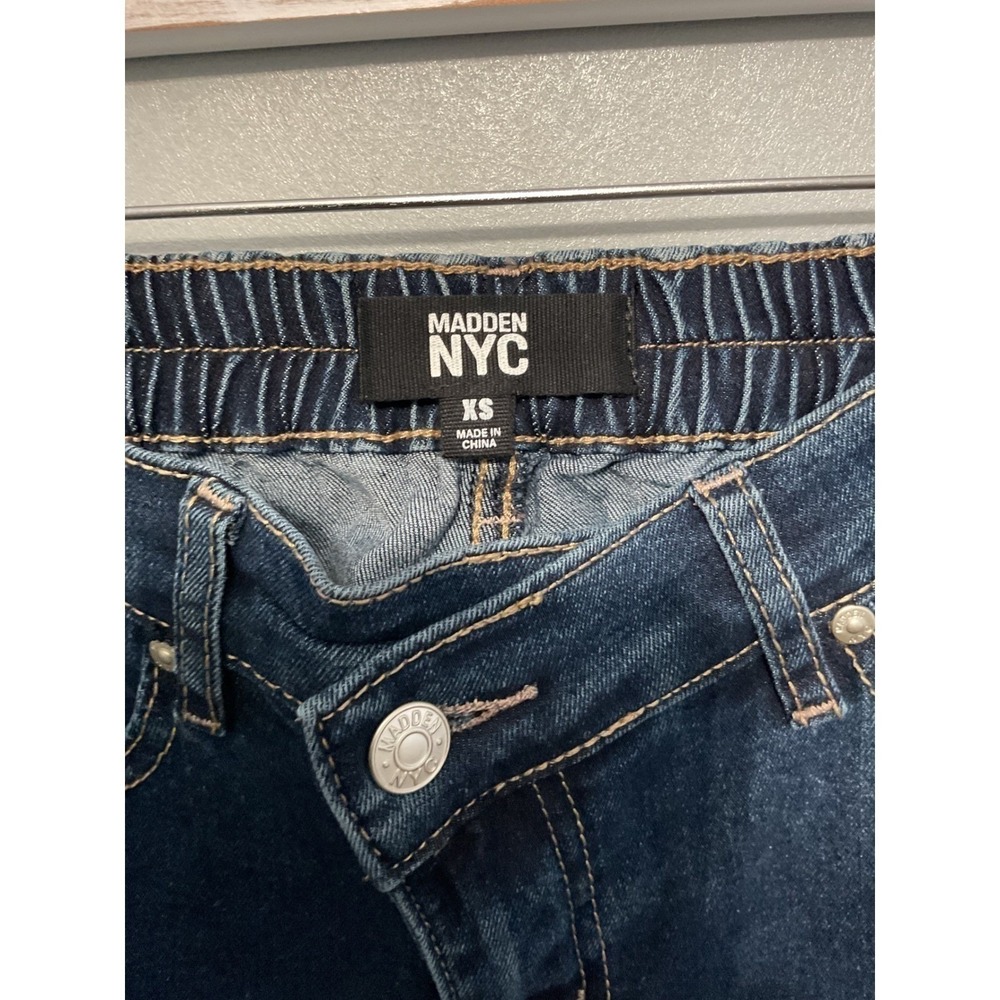 NWT Madden NYC Wide Leg Jeans XS 0-2 Blue Denim High Rise Elastic Waist Pants - Picture 4 of 5